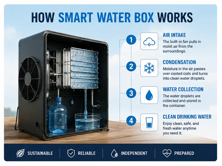 How the Smart Water Box atmospheric water generation process works